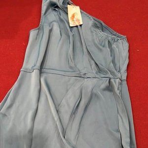 NWT Women’s Large Pretty Garden Gorgeous Blue One Shoulder Dress